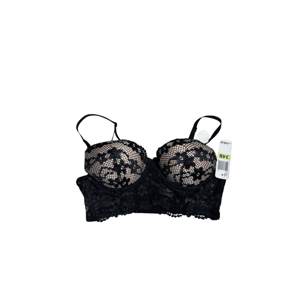 Felina Demi Bra 34B Black Floral Lace Underwire Half Padded Sexy Lace Fit